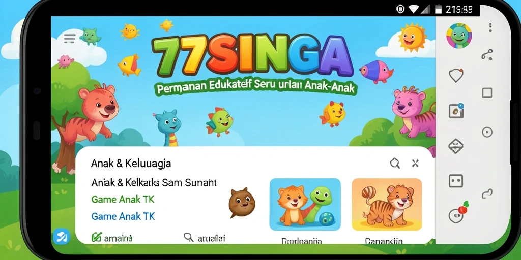 Tampilan antarmuka 77SINGA yang ramah anak.