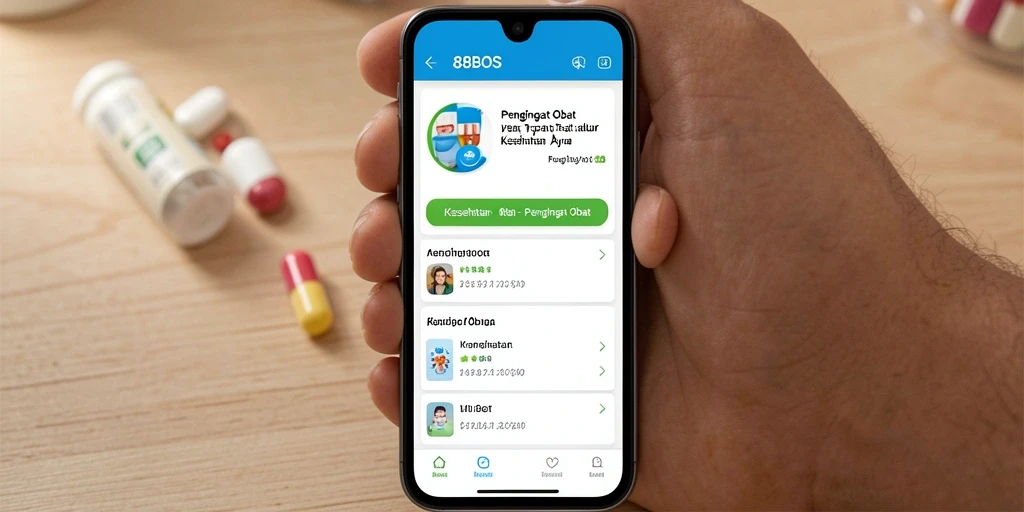Tampilan antarmuka aplikasi Pengingat Obat 88BOS yang intuitif.