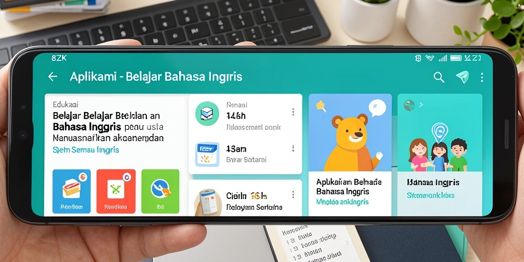 Tampilan antarmuka aplikasi 8ZK untuk belajar Bahasa Inggris.