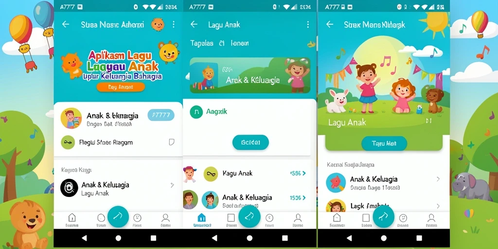 Antarmuka aplikasi A7777 yang ceria dan ramah anak.