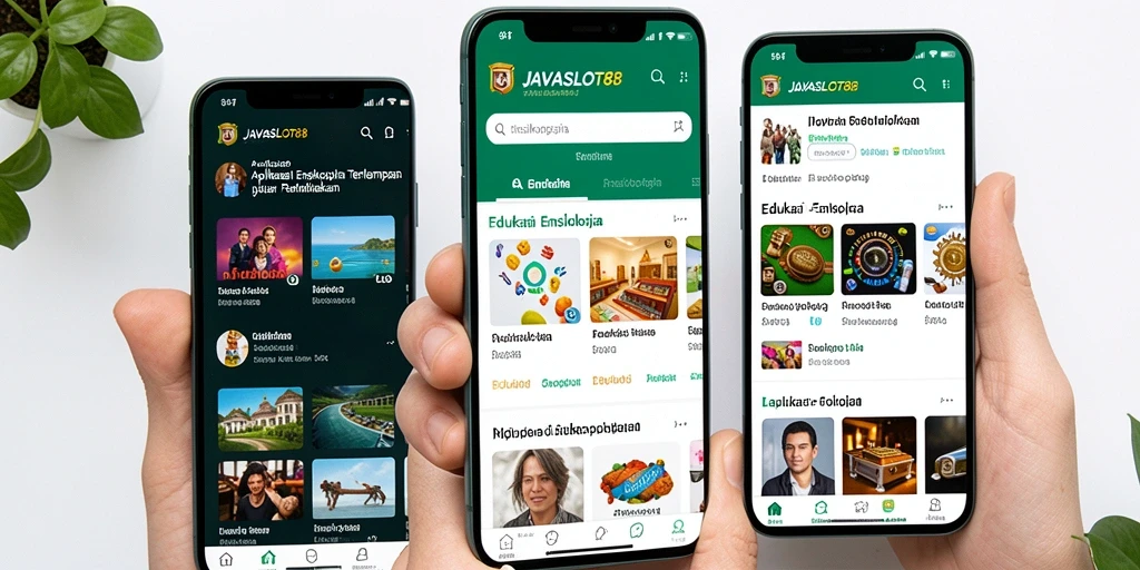 Tampilan utama aplikasi JAVASLOT88 dengan berbagai kategori ensiklopedia.