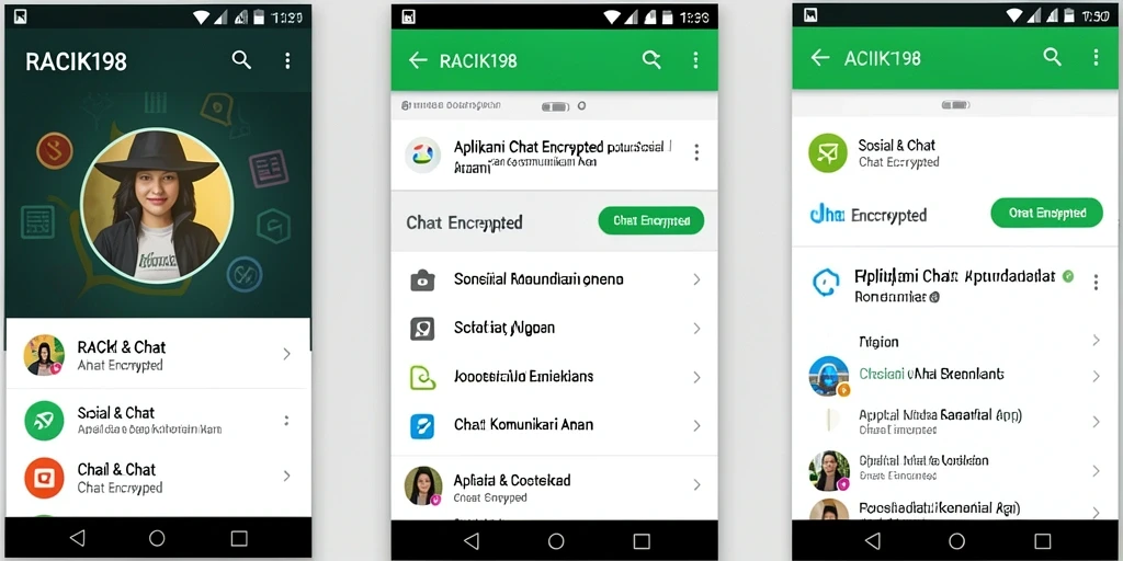 Tampilan antarmuka aplikasi RACIK198 dengan fungsi Chat Encrypted.
