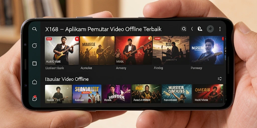 Antarmuka aplikasi Pemutar Video Offline X168 yang sederhana dan mudah dipahami.